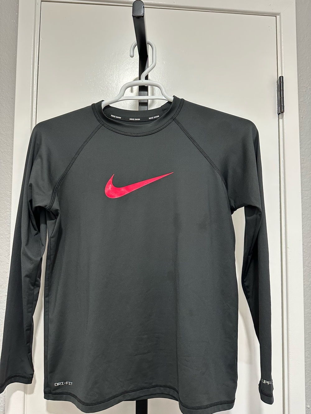 Nike Black Long Sleeve Dri-FIT Shirt with Red Swoosh